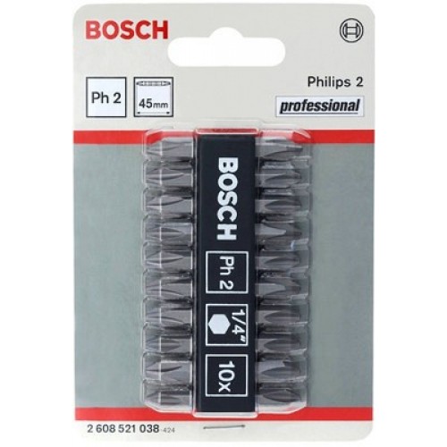 Bosch Screwdriver Bits 65mm PH2 double end*10pc