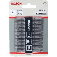 Bosch Screw Driver Bits 65mm PH2 double end*10pcs