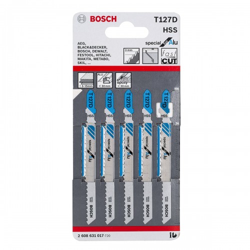 Bosch T127D Jigsaw Blades for Aluminum *5pcs
